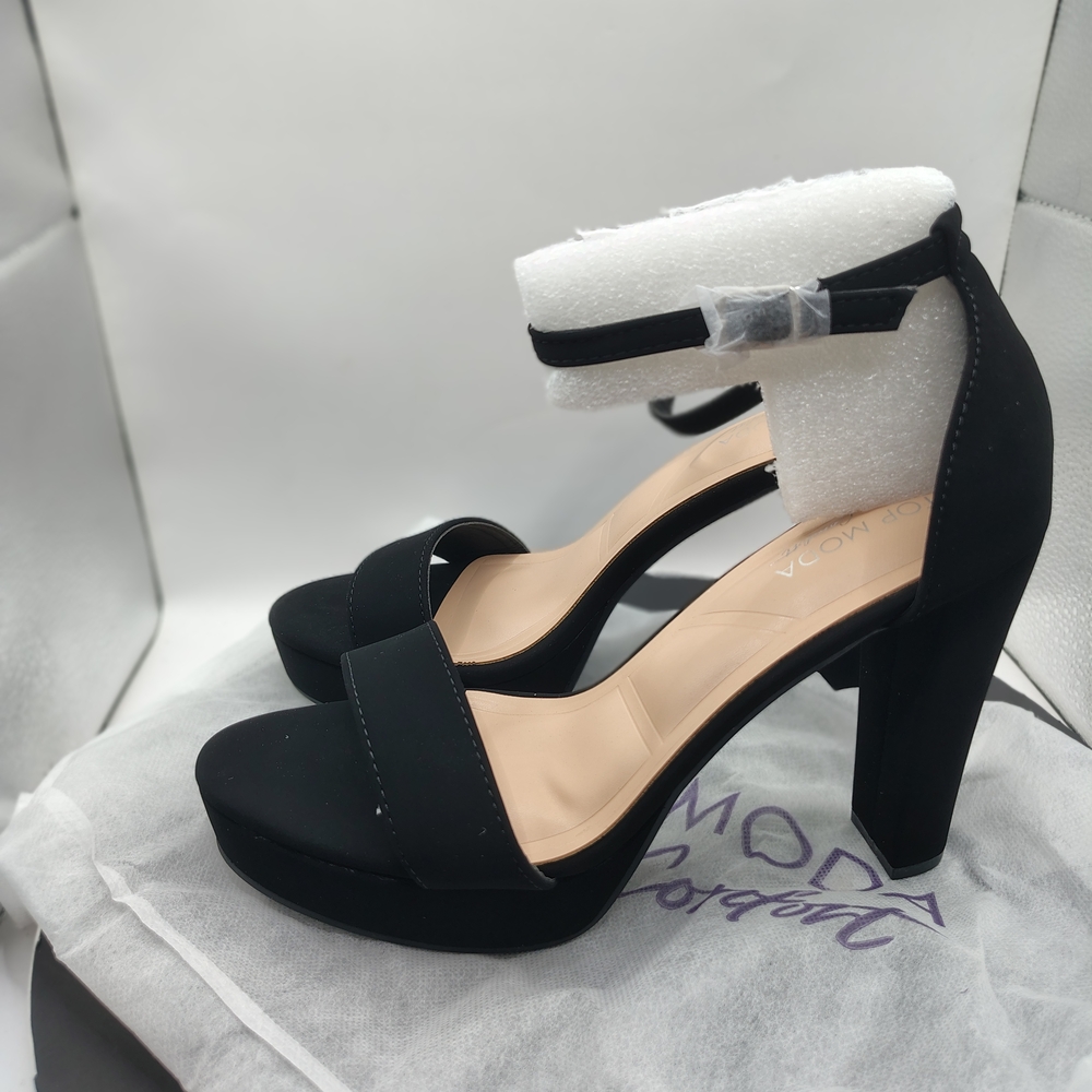 Top Moda COMFORT Women's Black Heeled Sandals